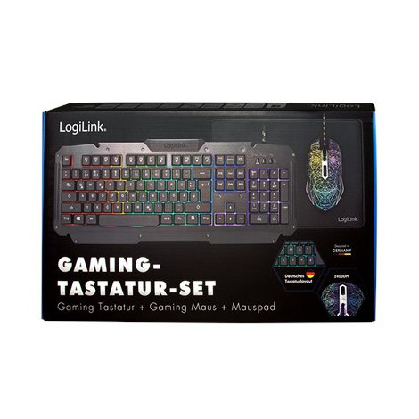 Logilink | Metal | Gaming-Set, keyboard, mouse and mouspad | ID0185 | Keyboard, Mouse and Pad Set | Wired | Mouse included | DE - 9